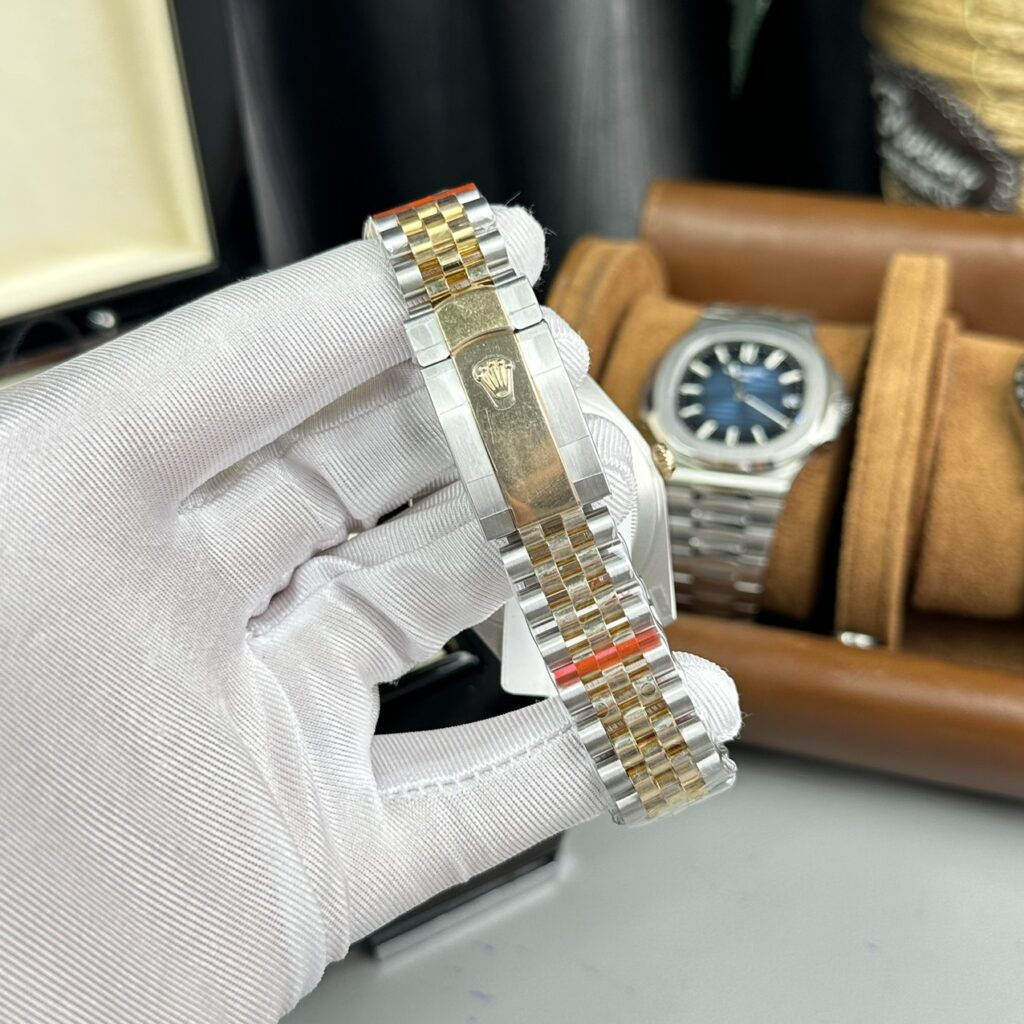 Đồng Hồ Rolex DateJust Replica 11 Cọc Số Da Quang Bọc Vàng 18k GMF 41mm (5)