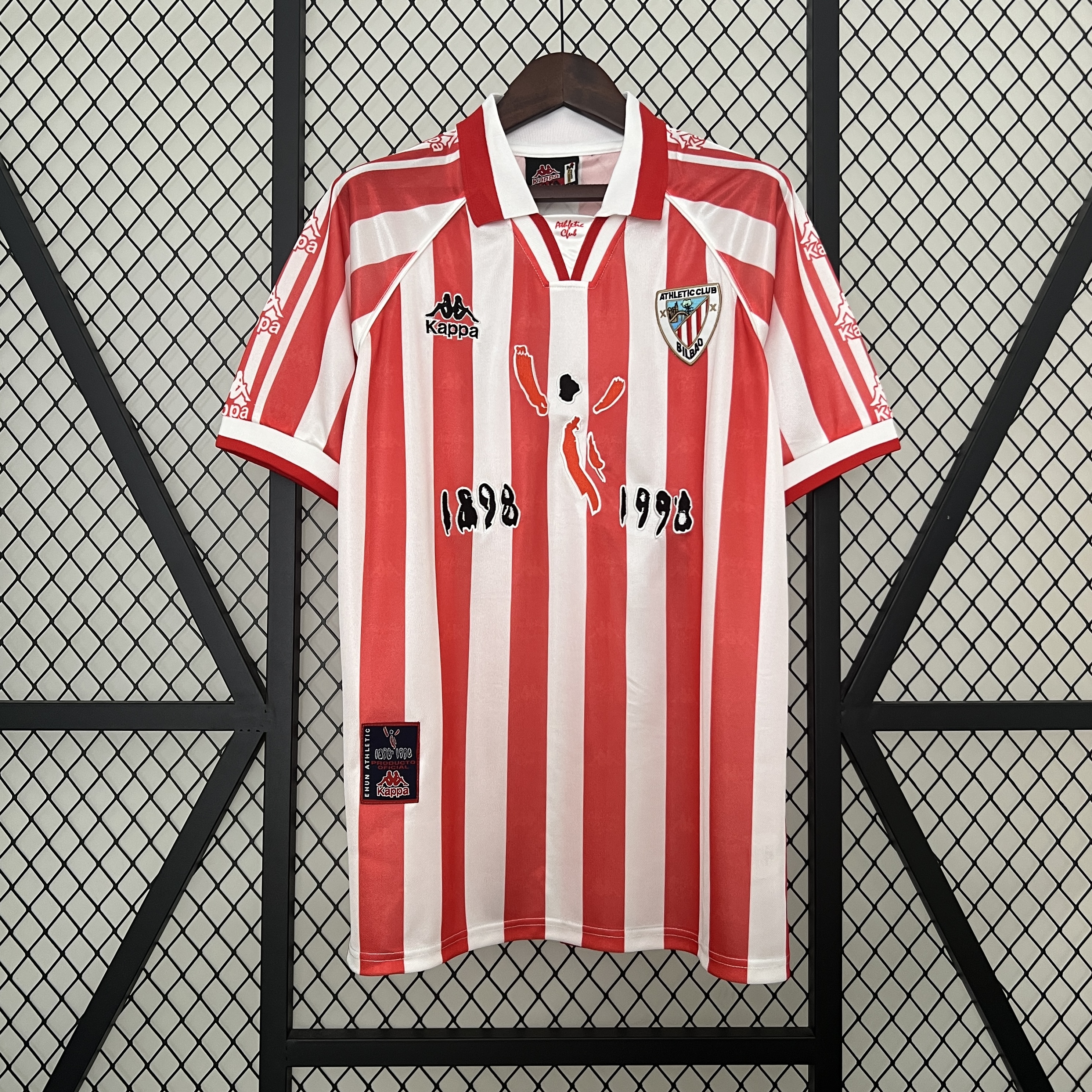 Higojerseys-Retro Athletic Bilbao 1997-98 100th Anniversary Home Stadium Jersey