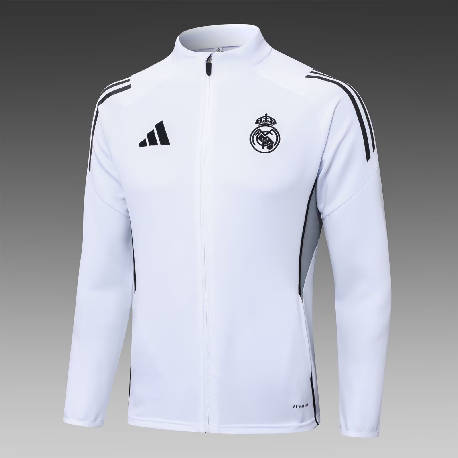 2025/2026 Real Madrid Long Zipped Jacket White Football Shirt Set:football jersey mysite: unitedjerseyfootball 邓江浪:football