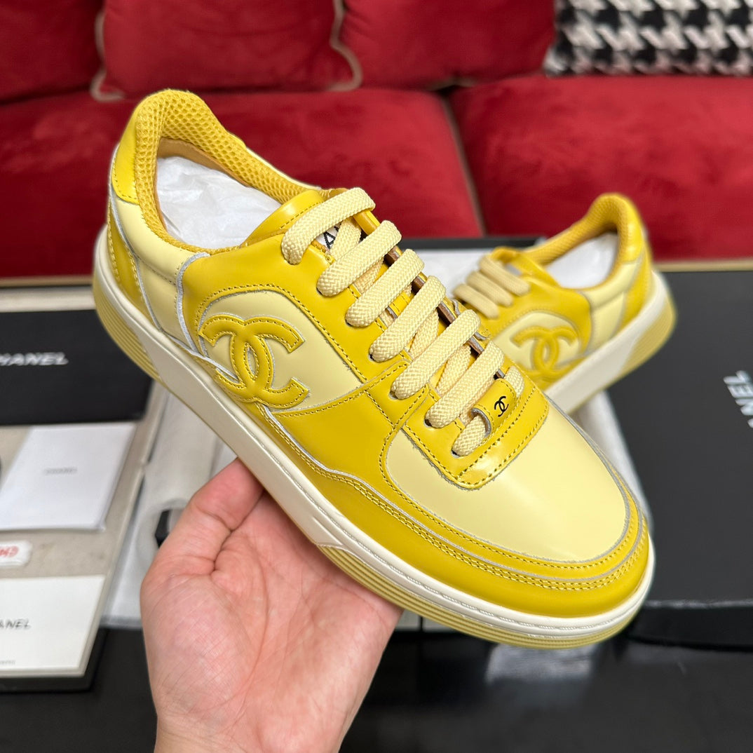 TRAINERS IN BRIGHT YELLOW SHINY CALFSKIN、mysite、Cacoeks