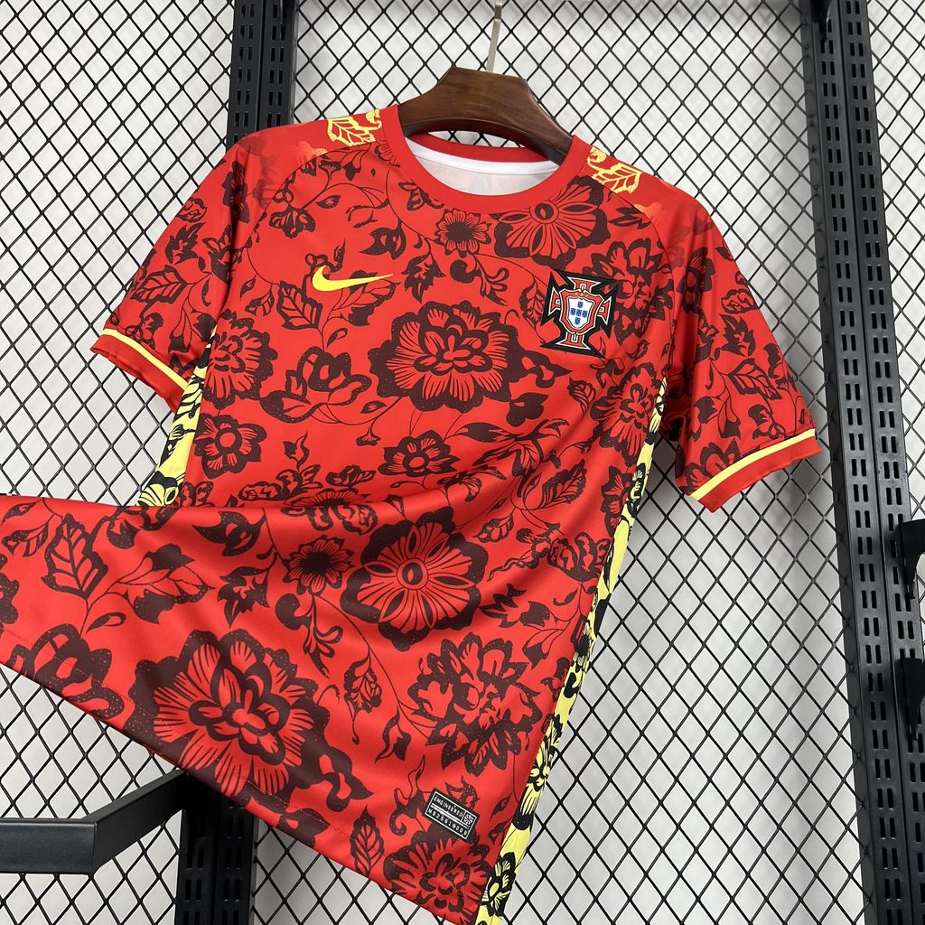 ManixJersey.com | Portugal 2024-25 Red Flower Special Edition Jersey - Fans Version -Customize Name, Number and Patch | Worldwide Shipping