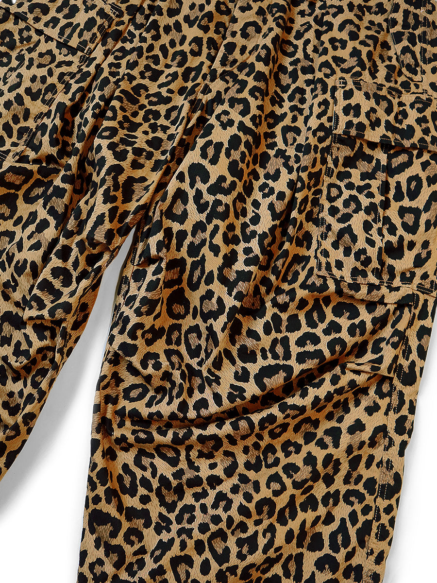 KAPITAL Cotton Herringbone Leopard Print Jumbo Cargo Pants  K2409LP008 