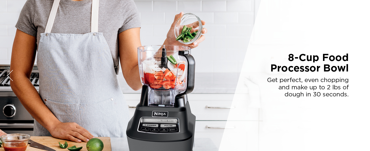 8-Cup Food Processor Bowl Get perfect, even chopping and make up to 2 lbs of dough in 30 seconds.