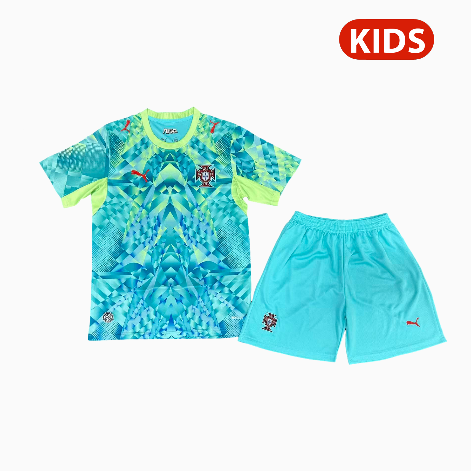 Unitedfootballkit.com | Portugal 2026 Goalkeeper Green Kids Kit -Customize Name, Number and Patch | Worldwide Shipping