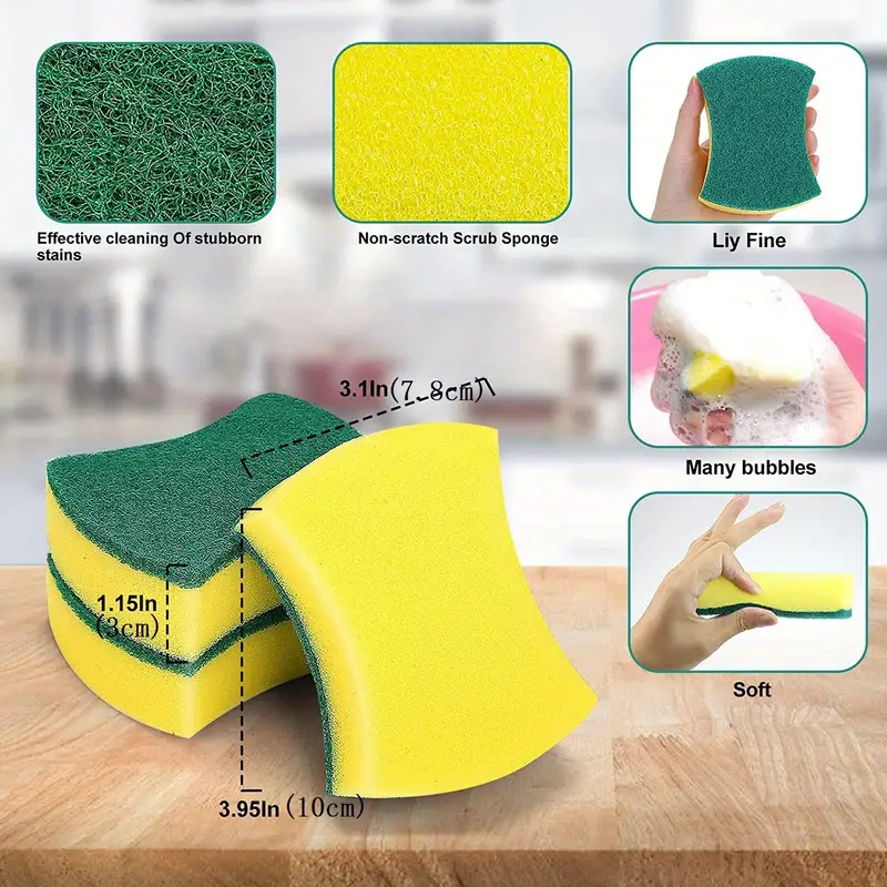 12 pcs eco friendly kitchen cleaning sponge scouring pad and anti scratch scrubbing sponge perfect for dishware and countertops details 1