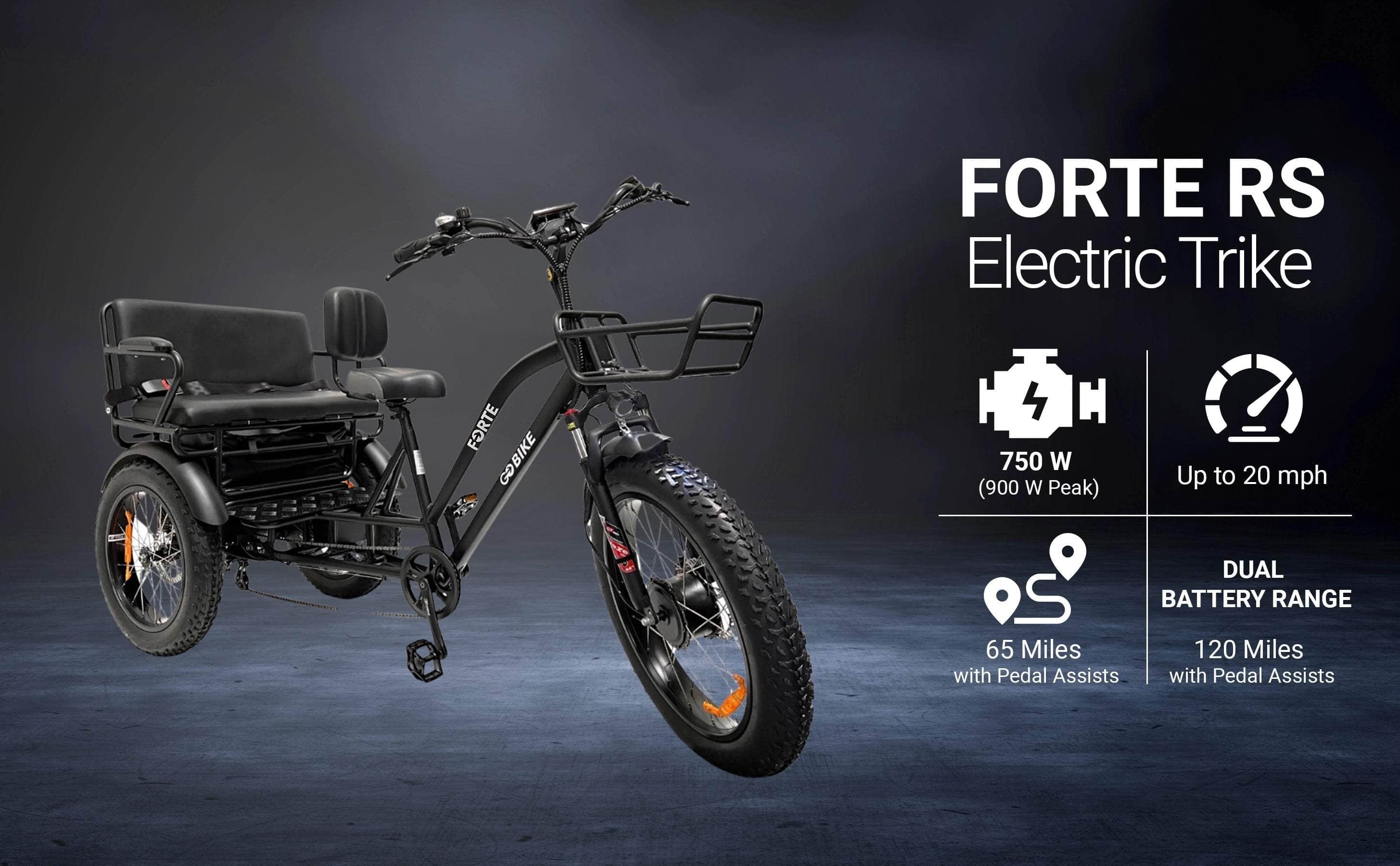 FORTE Electric Tricycle With Rear Seat