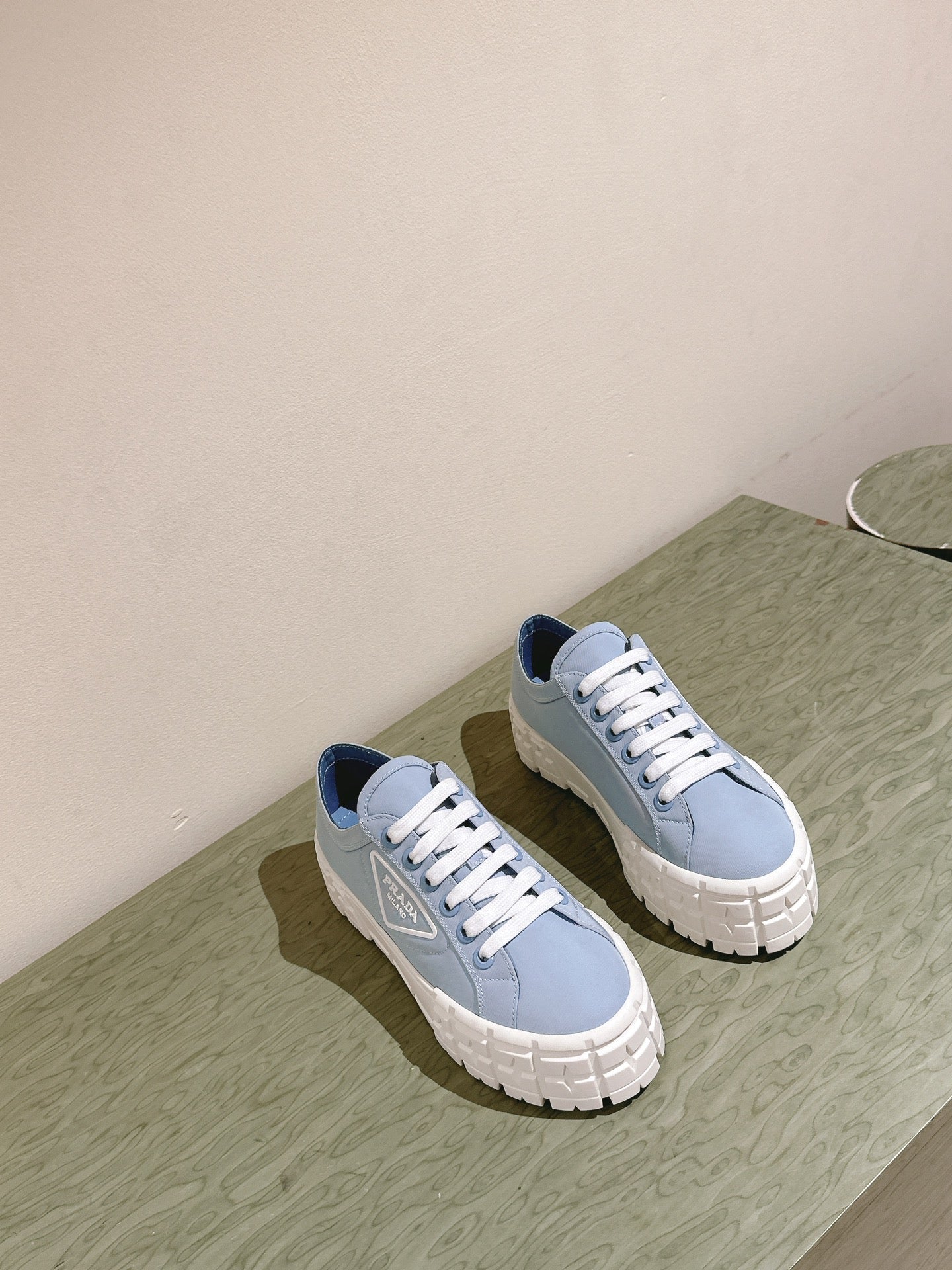 PRA DOUBLE WHEEL RE-NYLON GABARDINE SNEAKERS SKY CALFSKIN、mysite、Cacoeks