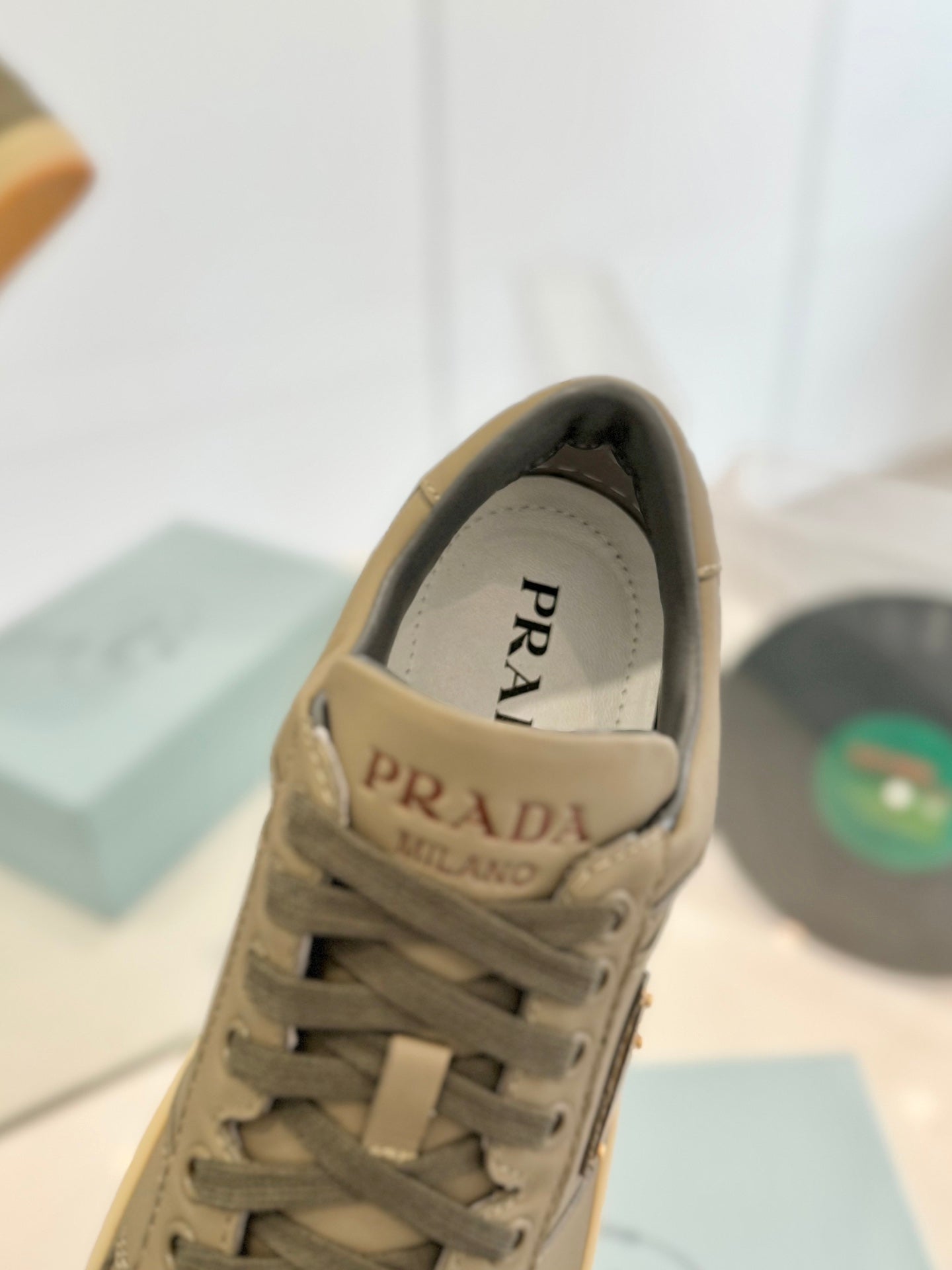 PRA DOWNTOWN PERFORATED SNEAKERS OLIVE CALFSKIN、mysite、Cacoeks