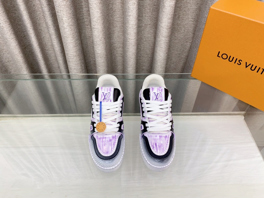 LV TRAINER SNEAKERS IN LIGHT PURPLE OMBRE MIX COLORFUL CALFSKIN、mysite、Cacoeks