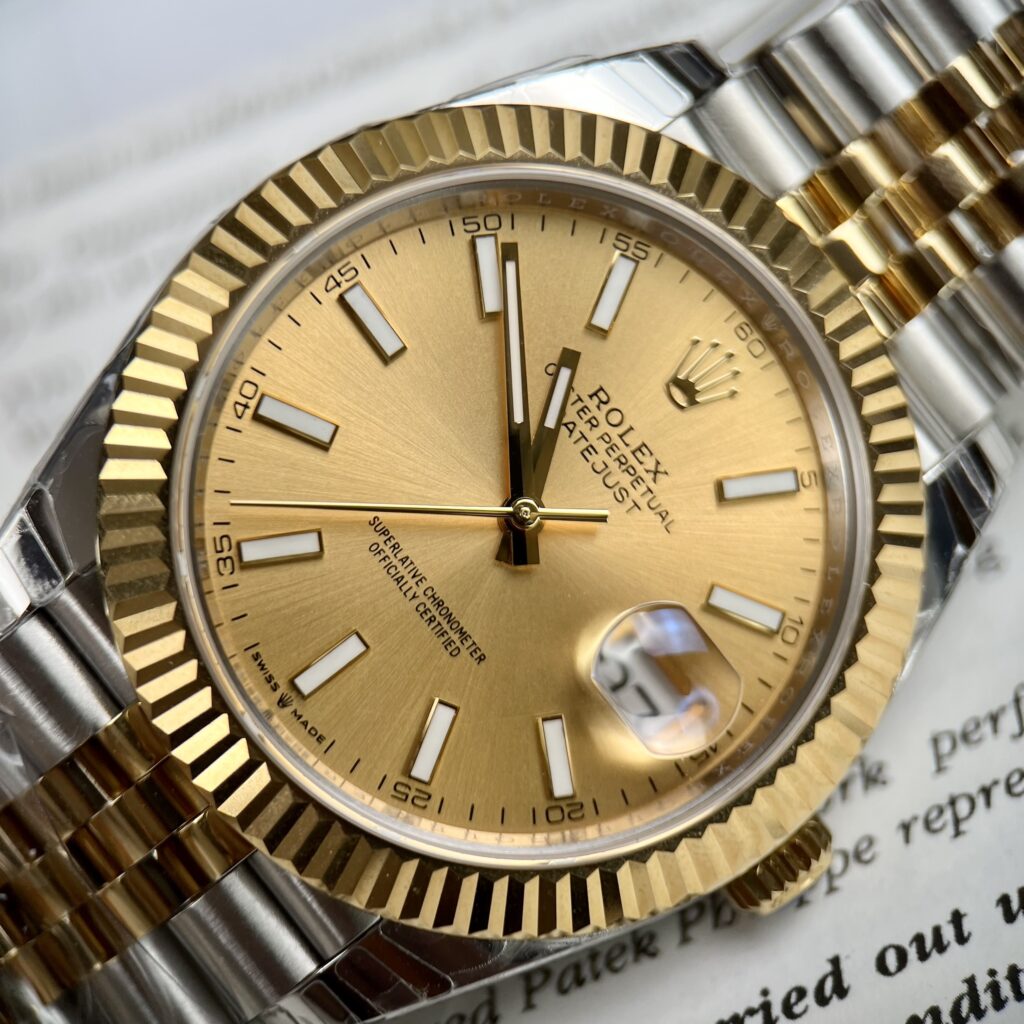 Đồng Hồ Rolex DateJust Fake Cao Cấp Mặt Vàng Champagne EWF 36-41mm (2)