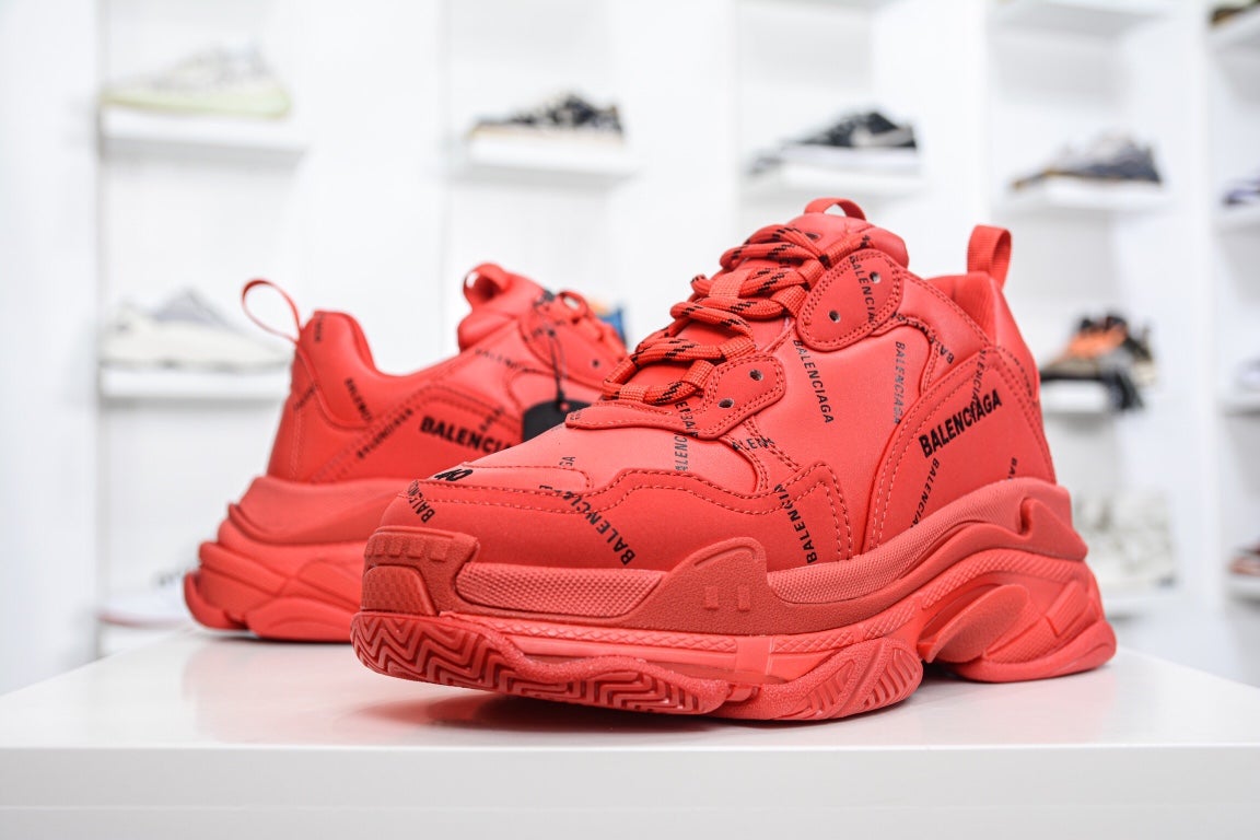 Balenciaga Triple S Sneaker All Over Logo Red、mysite、Cacoeks