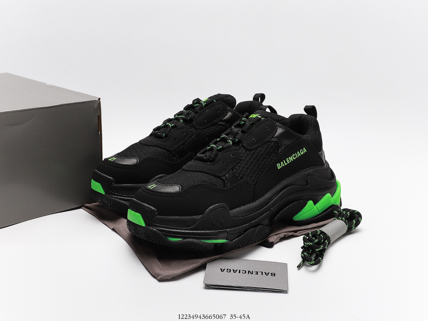 Balenciaga Triple S Sneaker in Black Glow Green、mysite、Cacoeks