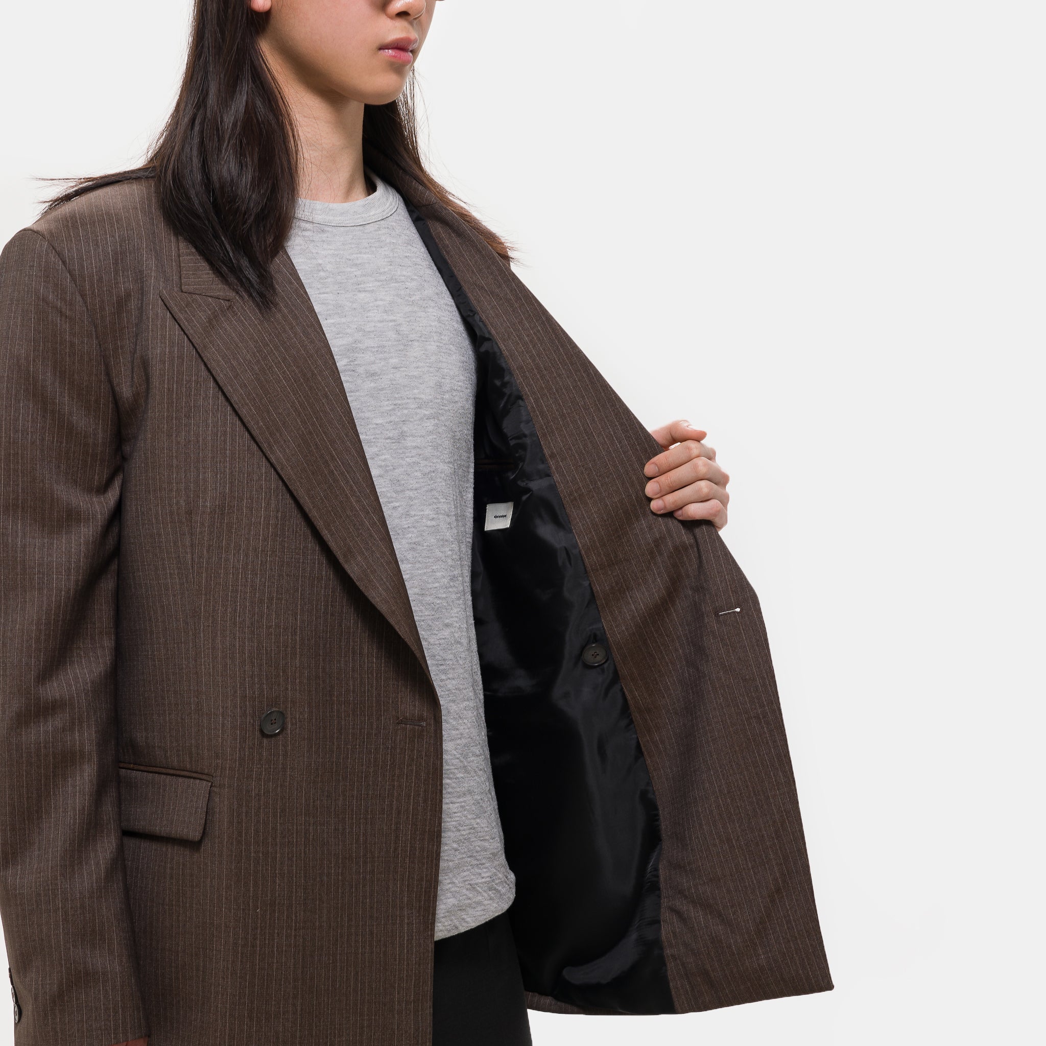 Double Breasted Blazer in Nutmeg Vintage Stripe