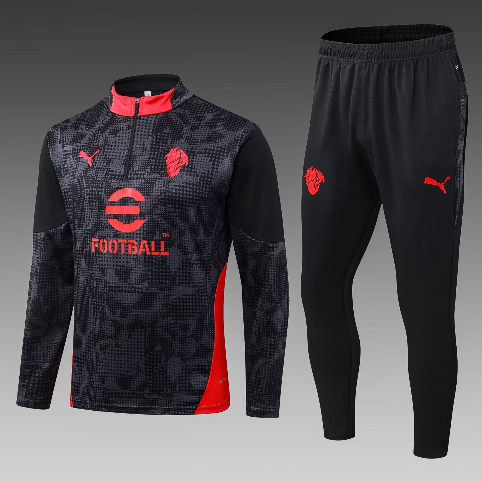 2025/2026 AC Milan Half-Pull Training Suit Black Soccer Jersey 1:1 Thai Quality Set:football jersey mysite: unitedjerseyfootball 邓江浪:football