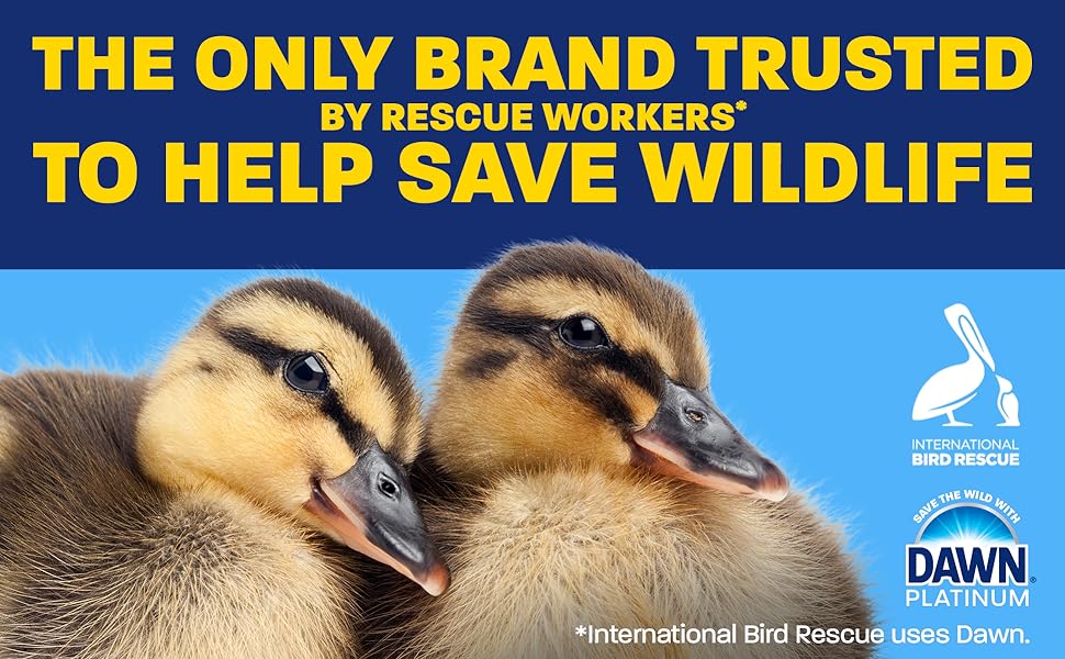 two yellow ducks with text "the only brand trusted by rescue workers to help save wildlife"