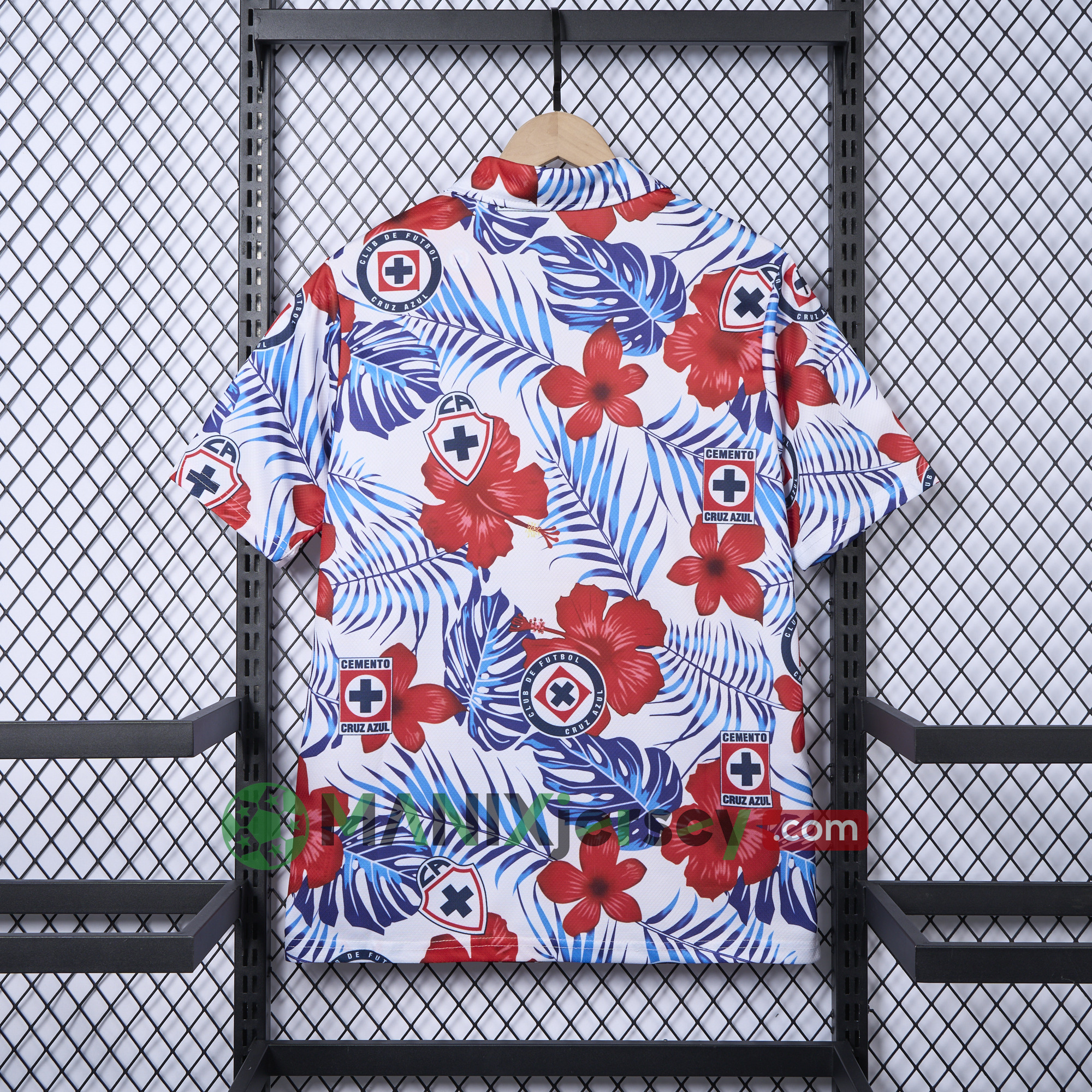 ManixJersey.com | Cruz Azul 24-25 Flower and Leaves Polo Shirt -Customize Name, Number and Patch | Worldwide Shipping