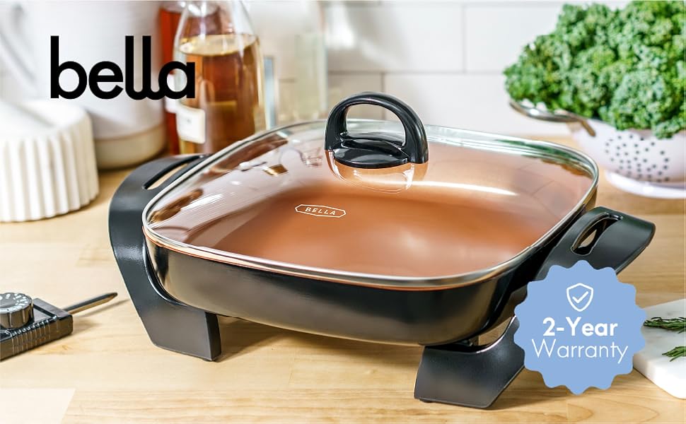 bella electric skillet black and copper