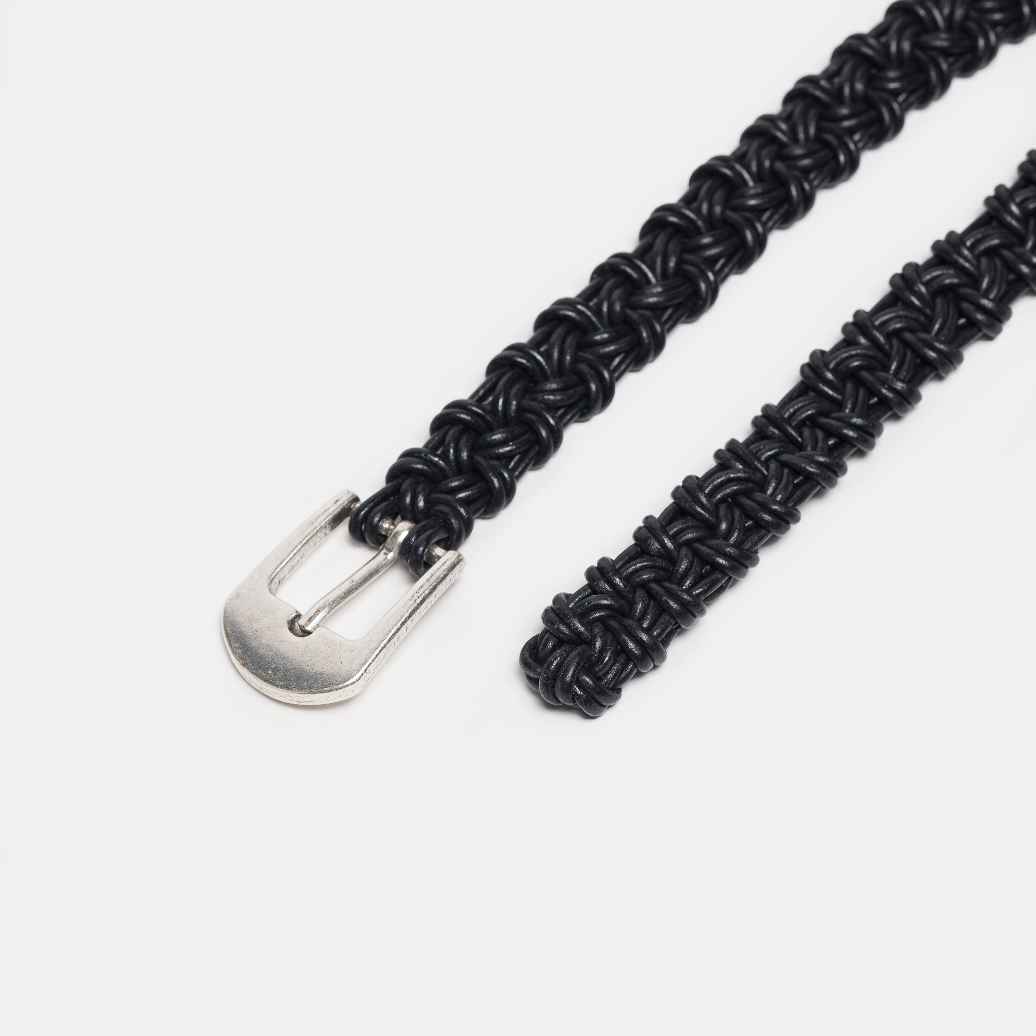 Hand-Braided Leather Belt in Black