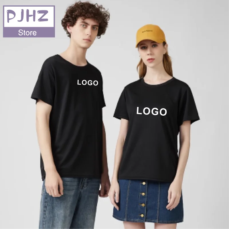 Quick Dry Round Neck T-shirts Gym Shirt Cheap Solid Color Short Sleeve Tee Personal Company Group Logo Custom  Print Embroidery