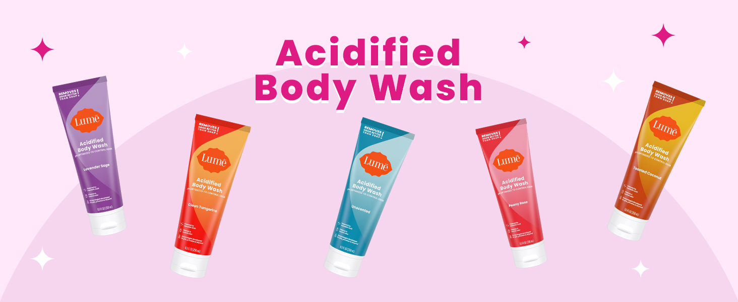 Lumē Acidified Body Wash in available scents