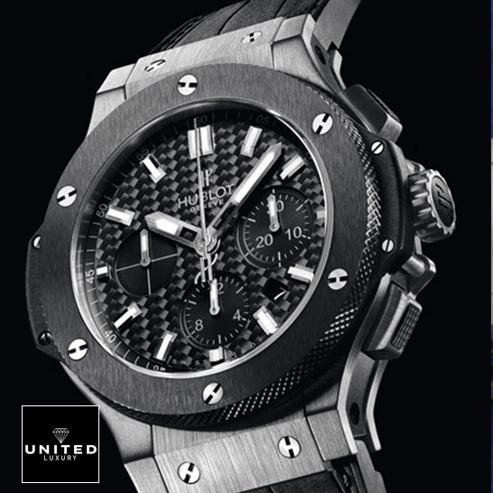 Hublot Big Bang Steel Ceramic Black Dial Replica black background