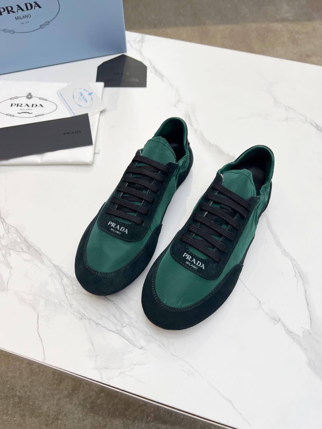 COLLAPSE SNEAKERS IN BLACK SUEDE AND FOREST GREEN NYLON、mysite、Cacoeks