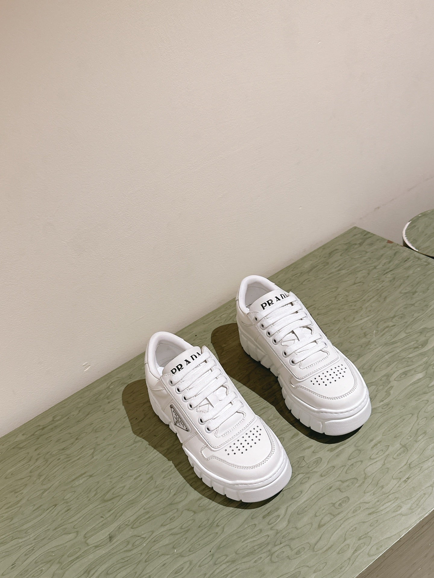 PRA FLATFORM SNEAKERS WHITE CALFSKIN、mysite、Cacoeks