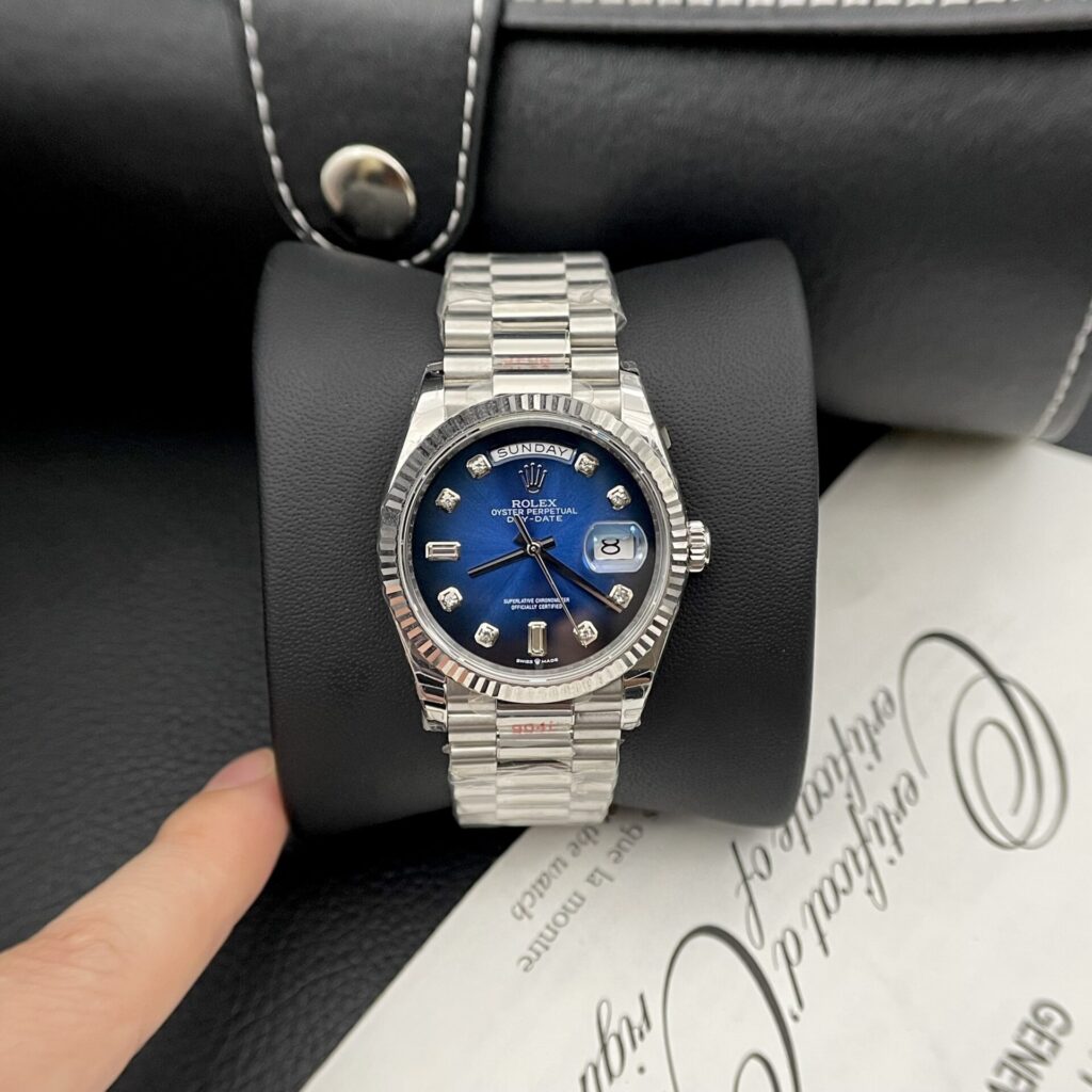 Đồng Hồ Rolex Day-Date Mặt Xanh Dương Fake 11 Nhà Máy EW 36mm (5)