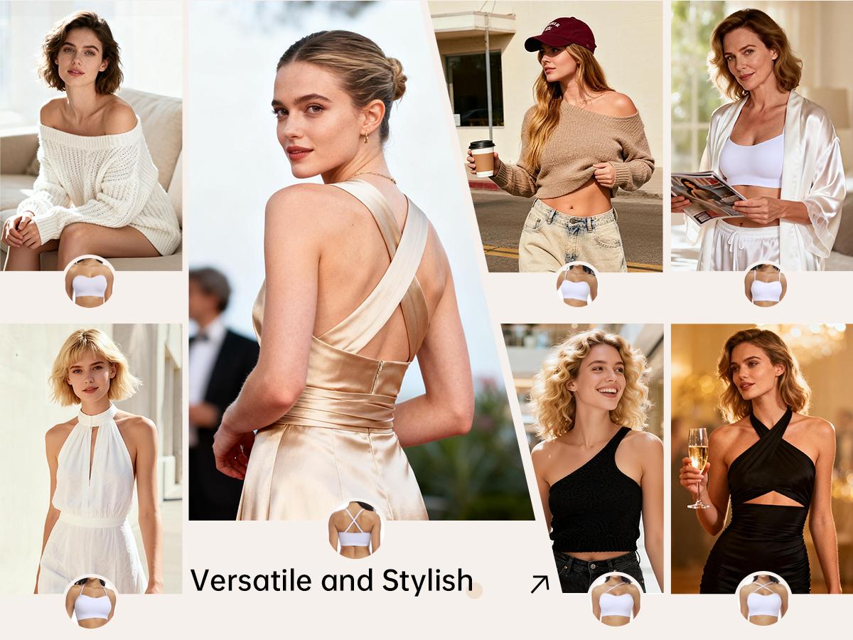 Vertvie｜ZOE Stay Put Bandeau Bra, Wireless Seamless Comfort Day
