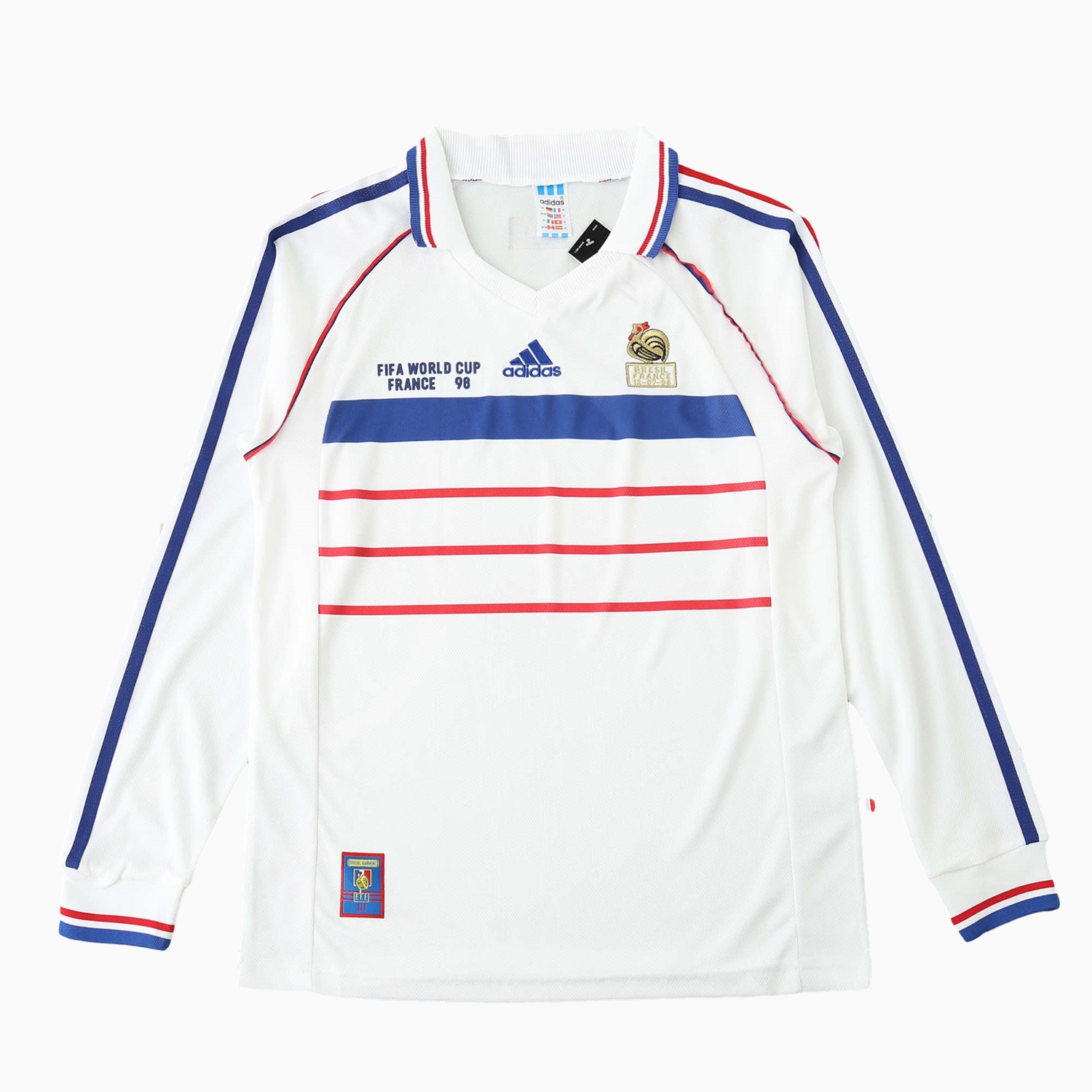 Funinjersey-Retro France 1998 Away Long Sleeves Jersey (with 1998 World Cup mark on right chest)