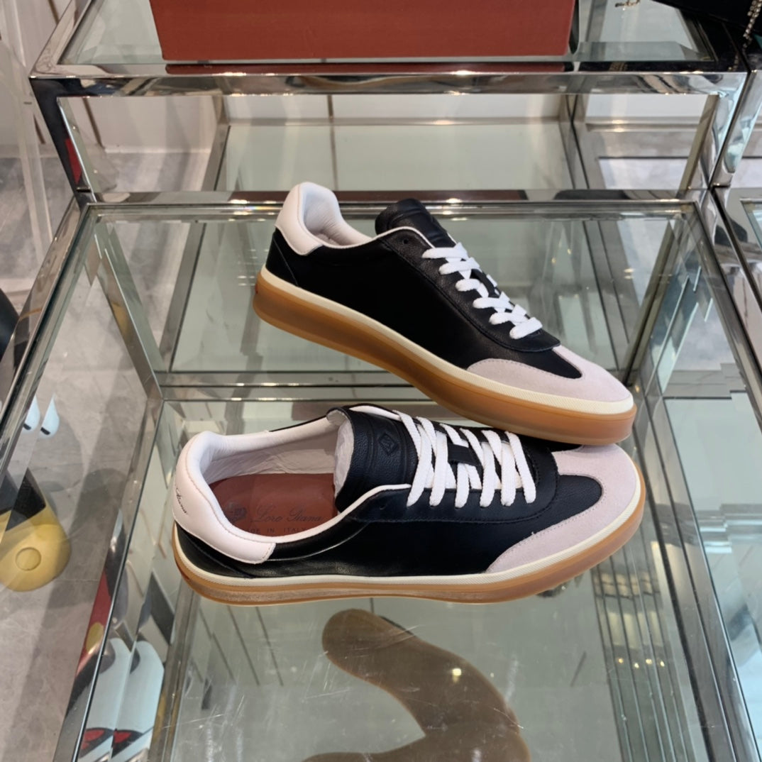 LP TENNIS WALK SNEAKERS BLACK AND BEIGE CALFSKIN、mysite、Cacoeks