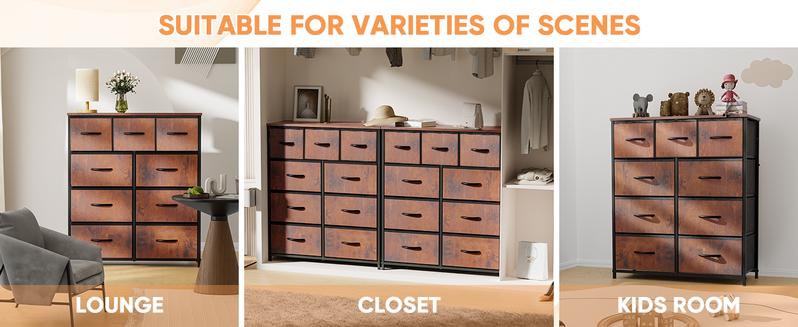 Product Introduction of Cupboards Cabinets Dresser - with 9 Drawers, Bedroom Organizer, Steel Frame and Wood Top for Bedroom, Closet, Entryway 3