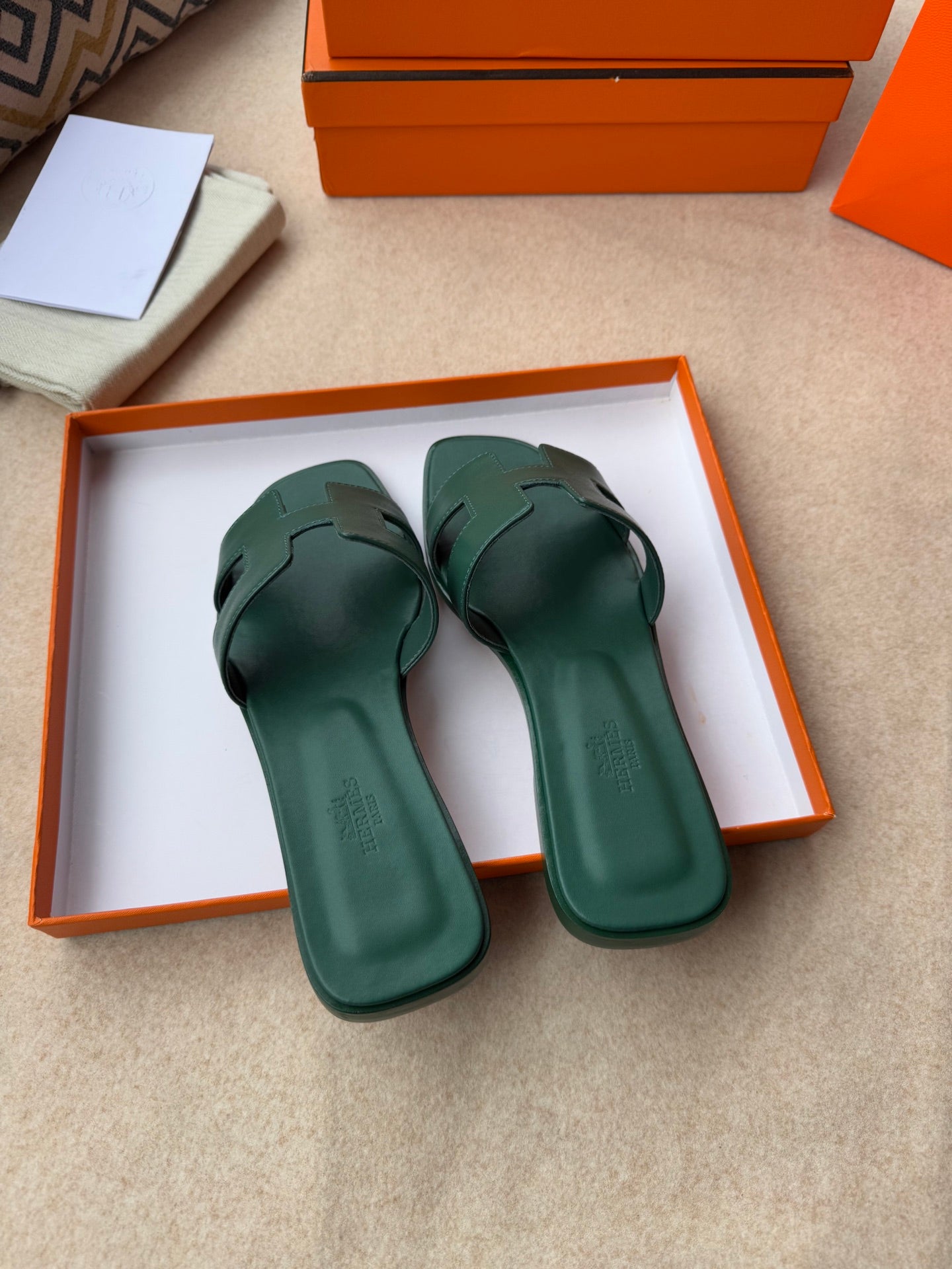 0RAN SANDALS IN FOREST GREEN CALFSKIN、mysite、Cacoeks