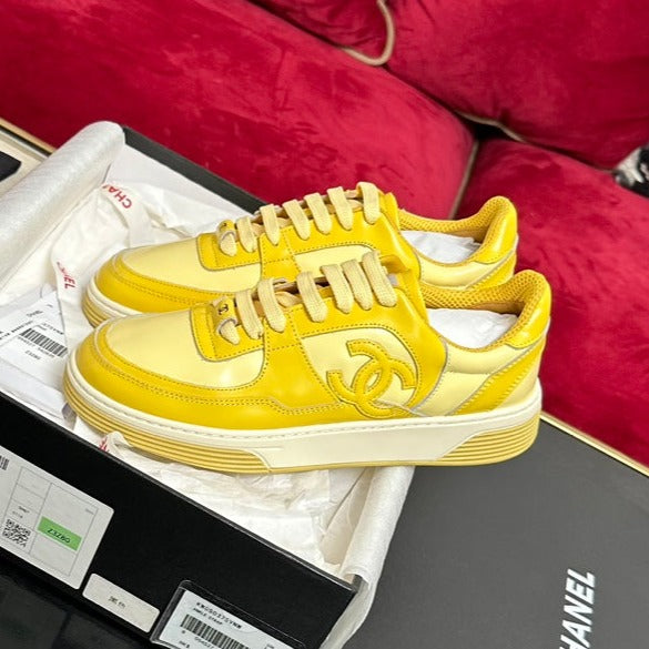 TRAINERS IN BRIGHT YELLOW SHINY CALFSKIN、mysite、Cacoeks