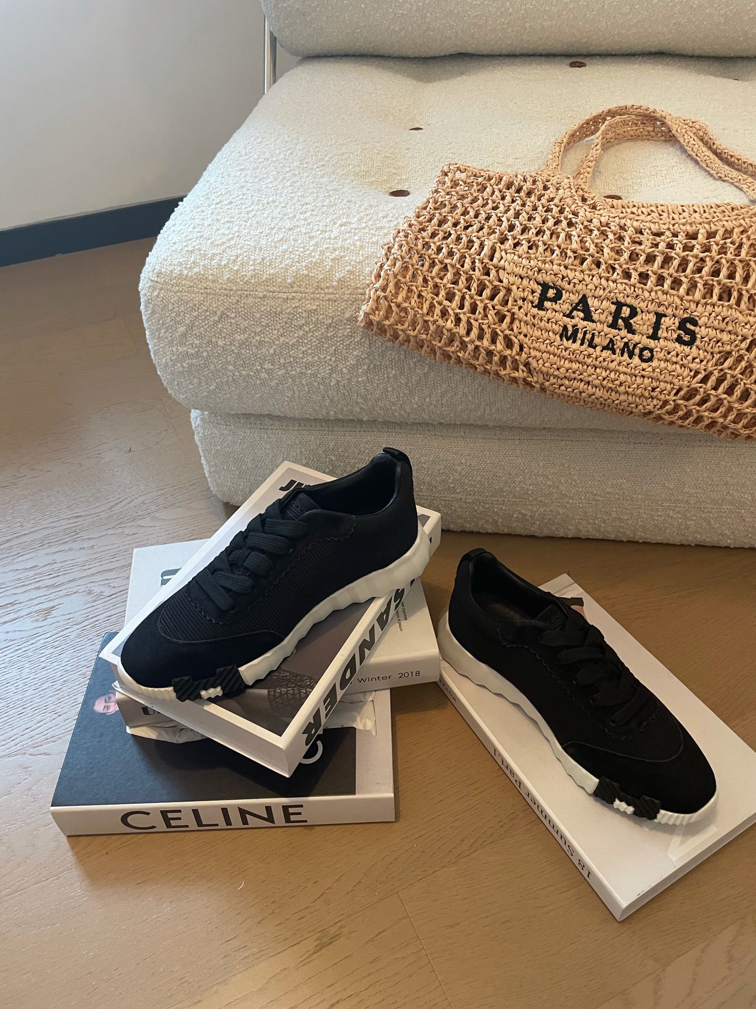 BOUNCING SNEAKERS BLACK CALFSKIN、mysite、Cacoeks