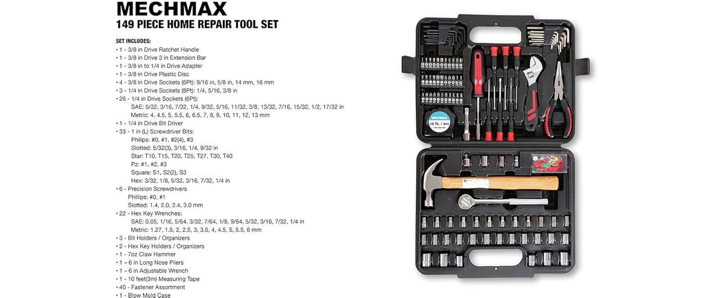 149 piece home tool set