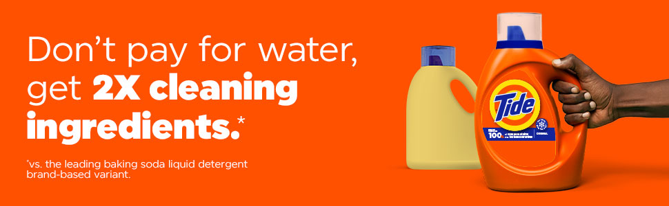 don't pay 4 water get 2 times cleaning ingredients versus the leading baking soda liquid detergent