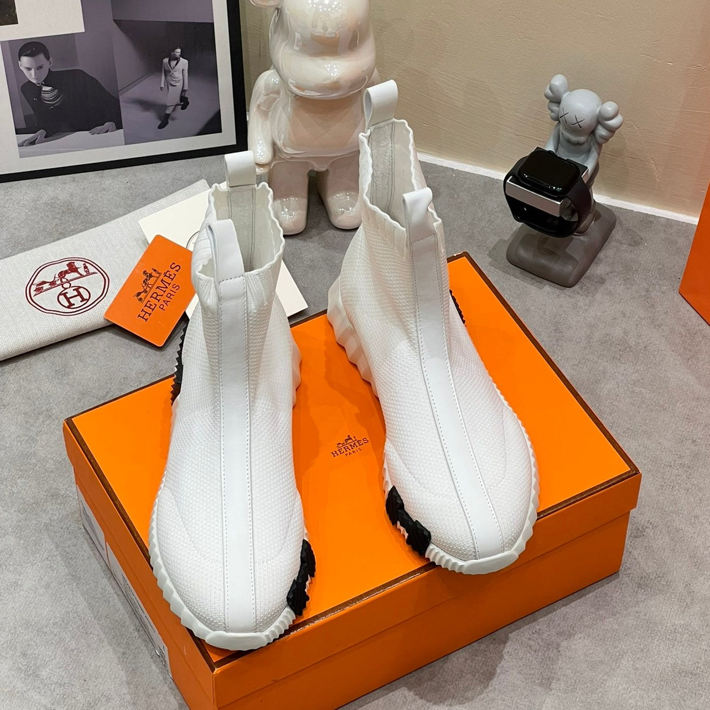 H FUN CLASSIC SNEAKER STYLISH WHITE FABRIC、mysite、Cacoeks