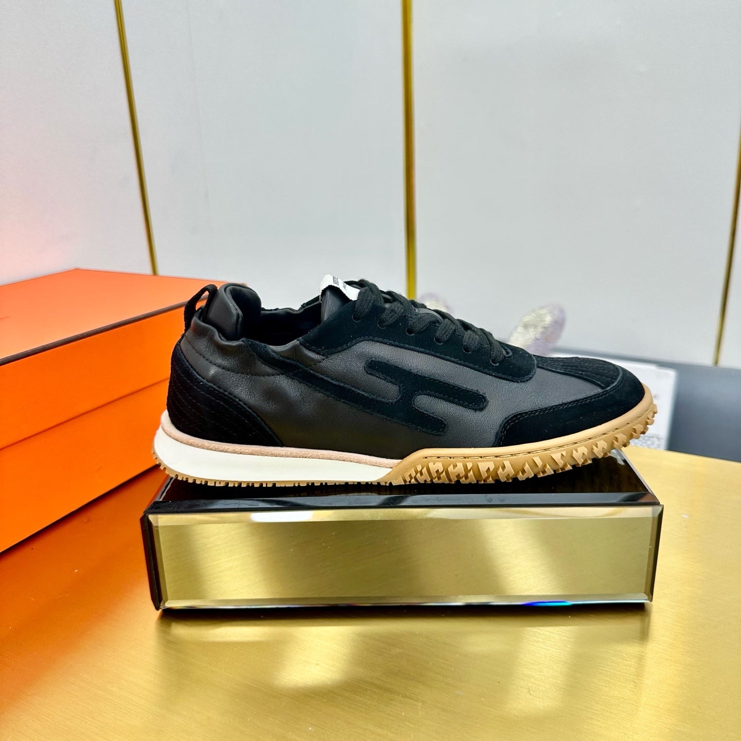 JET SNEAKER IN BLACK CALFSKIN AND SUEDE、mysite、Cacoeks