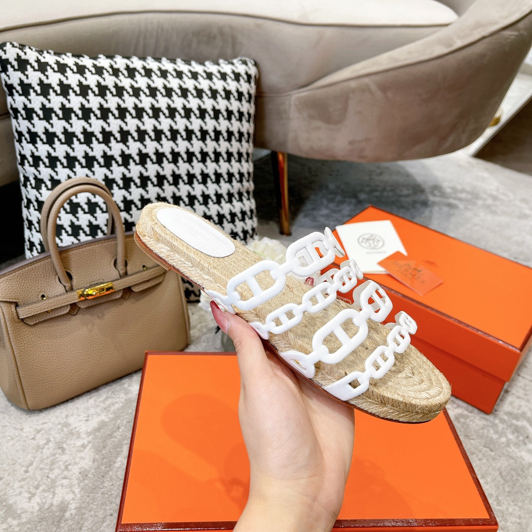 STRAW SOLE SLIPPERS WHITE LAMBSKIN、mysite、Cacoeks