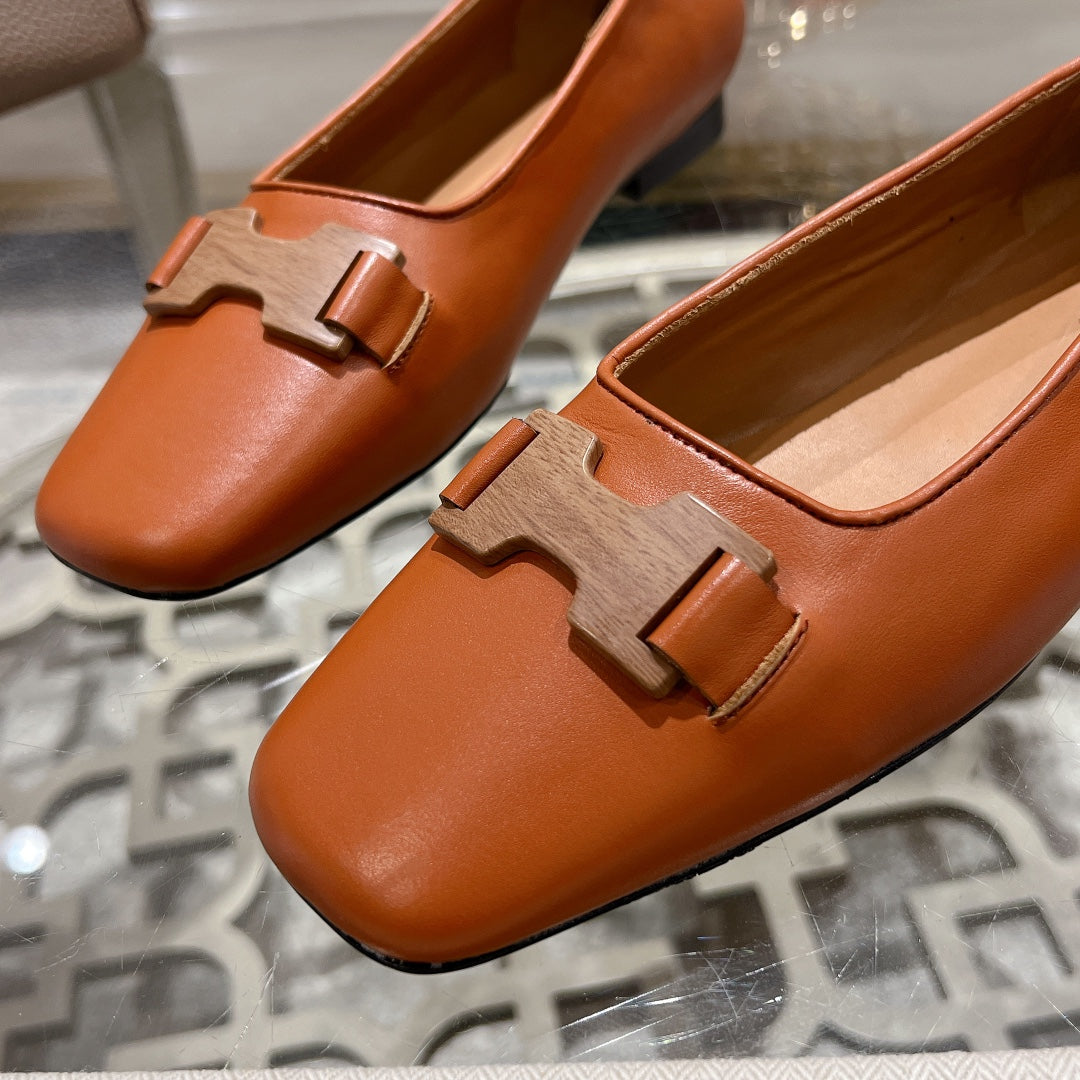 H - BUCKLE BALLET CARAMEL CALFSKIN、mysite、Cacoeks