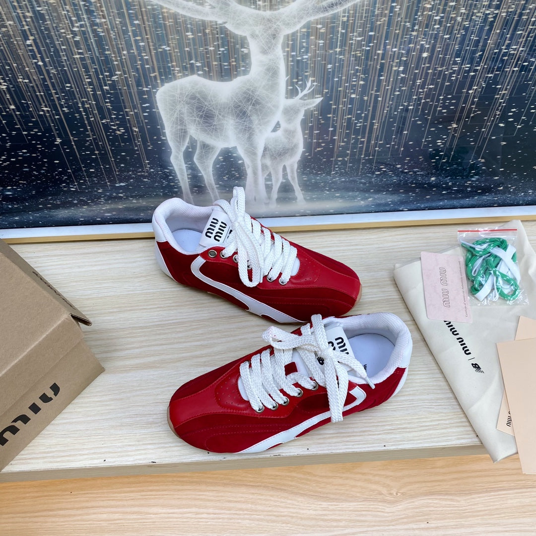 NB Red And Crimson Color Sneakers Cowhide、mysite、Cacoeks