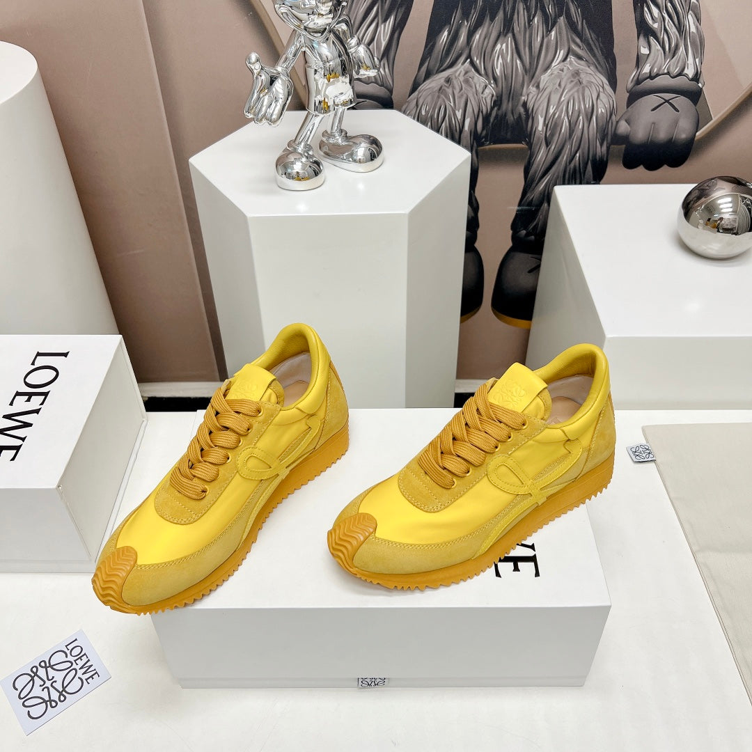 FLOW RUNNER SNEAKER IN SUN YELLOW SUEDE AND SHEEPSKIN、mysite、Cacoeks