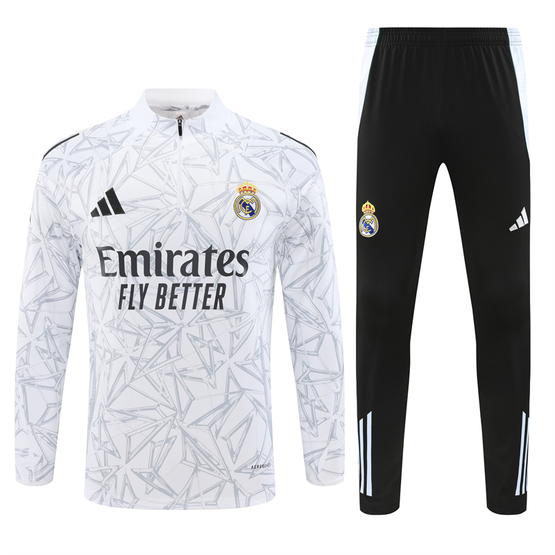 JerseysGala.com | Real Madrid 24-25 Long Sleeve Training Set - White Camouflage -Customize Name, Number and Patch | Worldwide Shipping