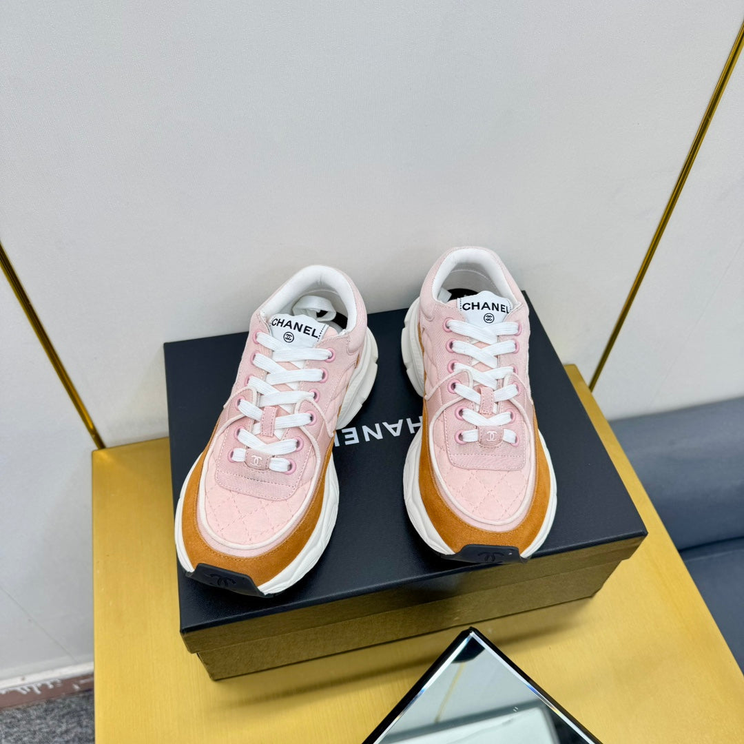 DAD SNEAKER IN LIGHT PINK LAMBSKIN AND GINGER ORANGE SUEDE、mysite、Cacoeks