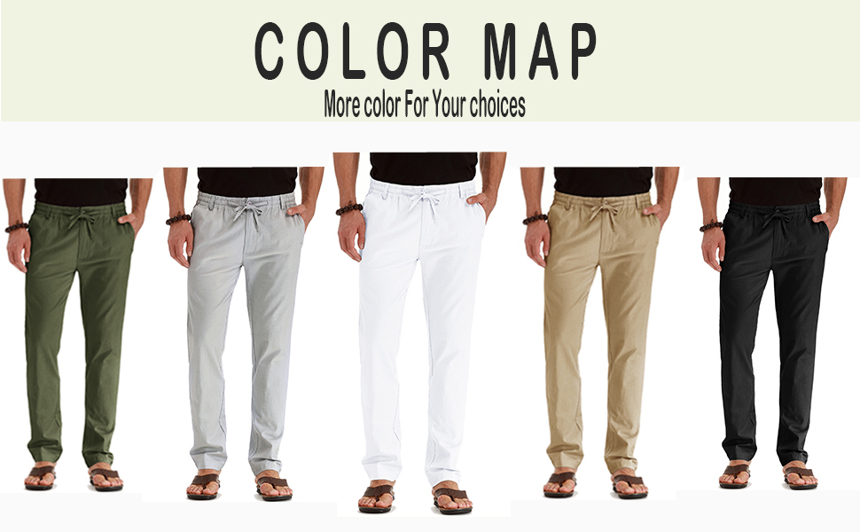 Sailwind Men's Drawstring Casual Summer Beach Trousers Linen Pants with Elastic Waistband