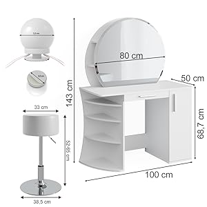 Almina dressing table dimensions: