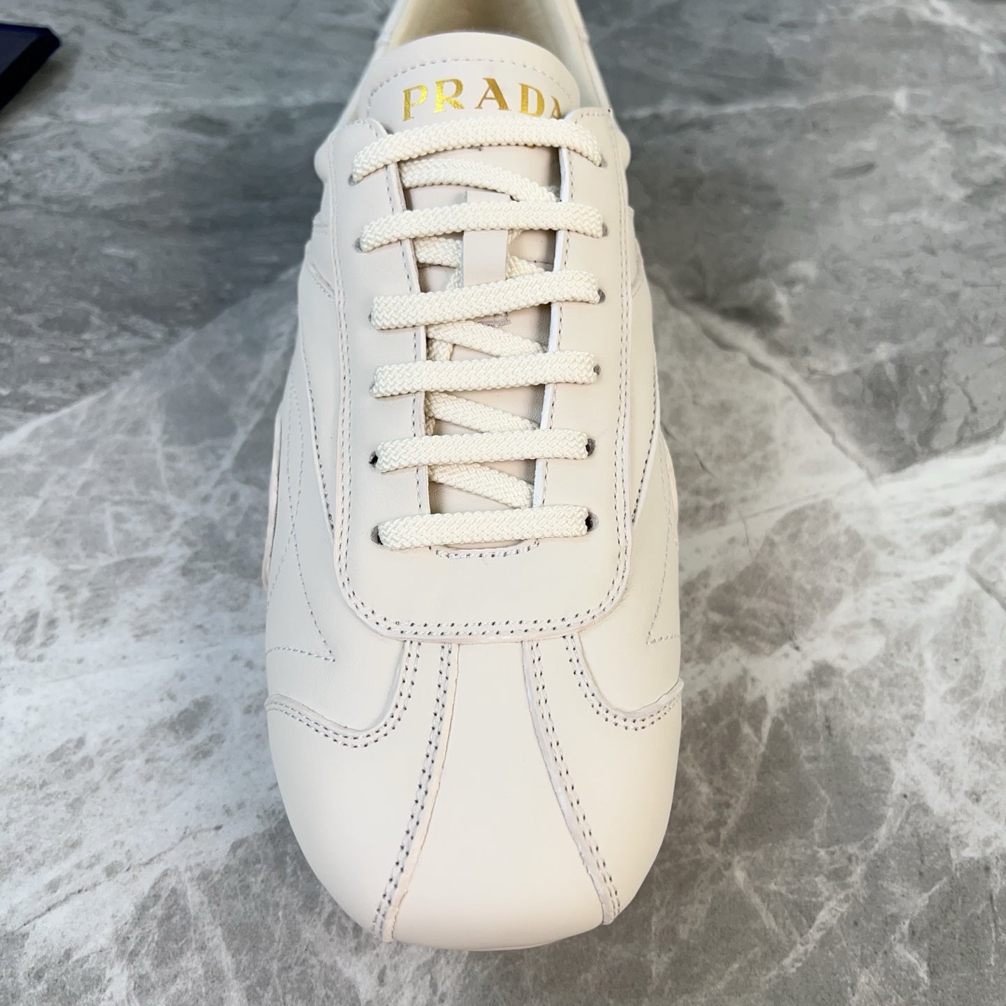 PRADA 25S MONTECARLO ANTIQUED SNEAKERS IN CHALK WHITE NAPPA LEATHER、mysite、Cacoeks