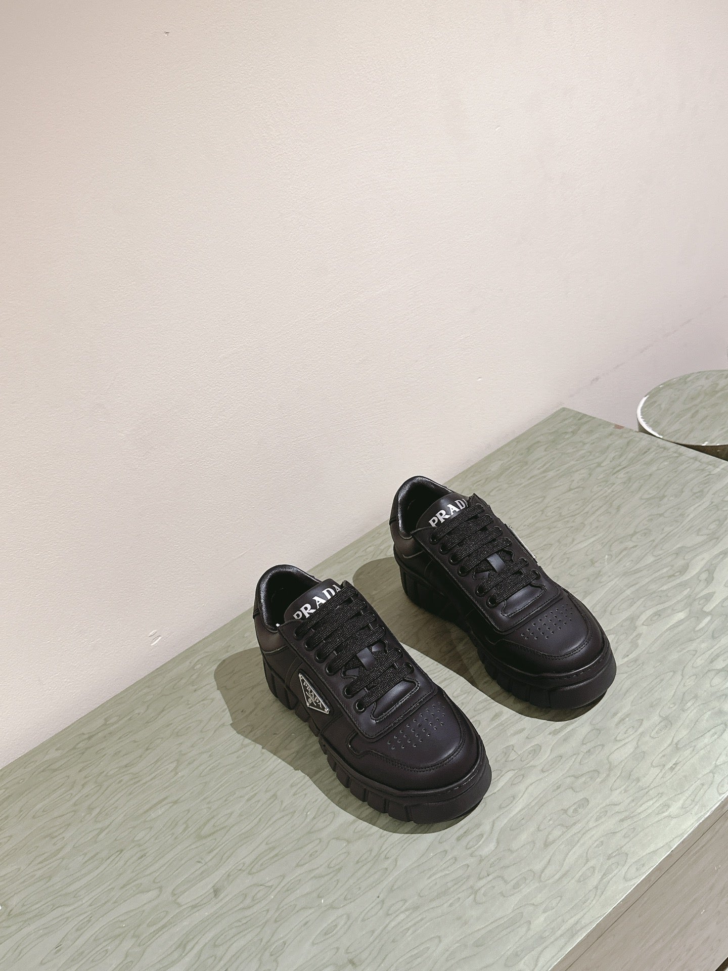 PRA FLATFORM SNEAKERS BLACK CALFSKIN、mysite、Cacoeks