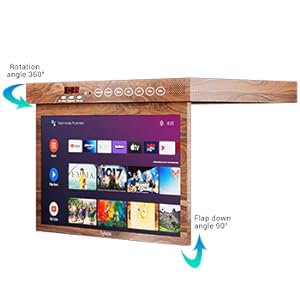 The TV screen can be rotated 360 degrees and flipped up and down 90 degrees